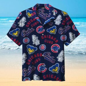 MLB Chicago Cubs Hawaiian Graphic Print Short Sleeve Hawaiian Shirt