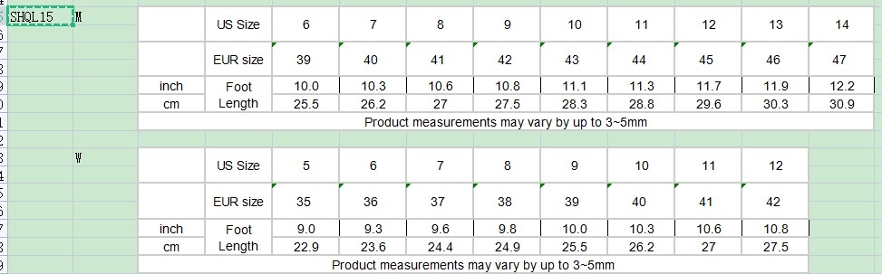 Boot Size Chart