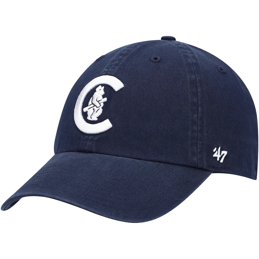 Men's Chicago Cubs '47 Navy C Bear Logo Cooperstown Collection Clean Up ...