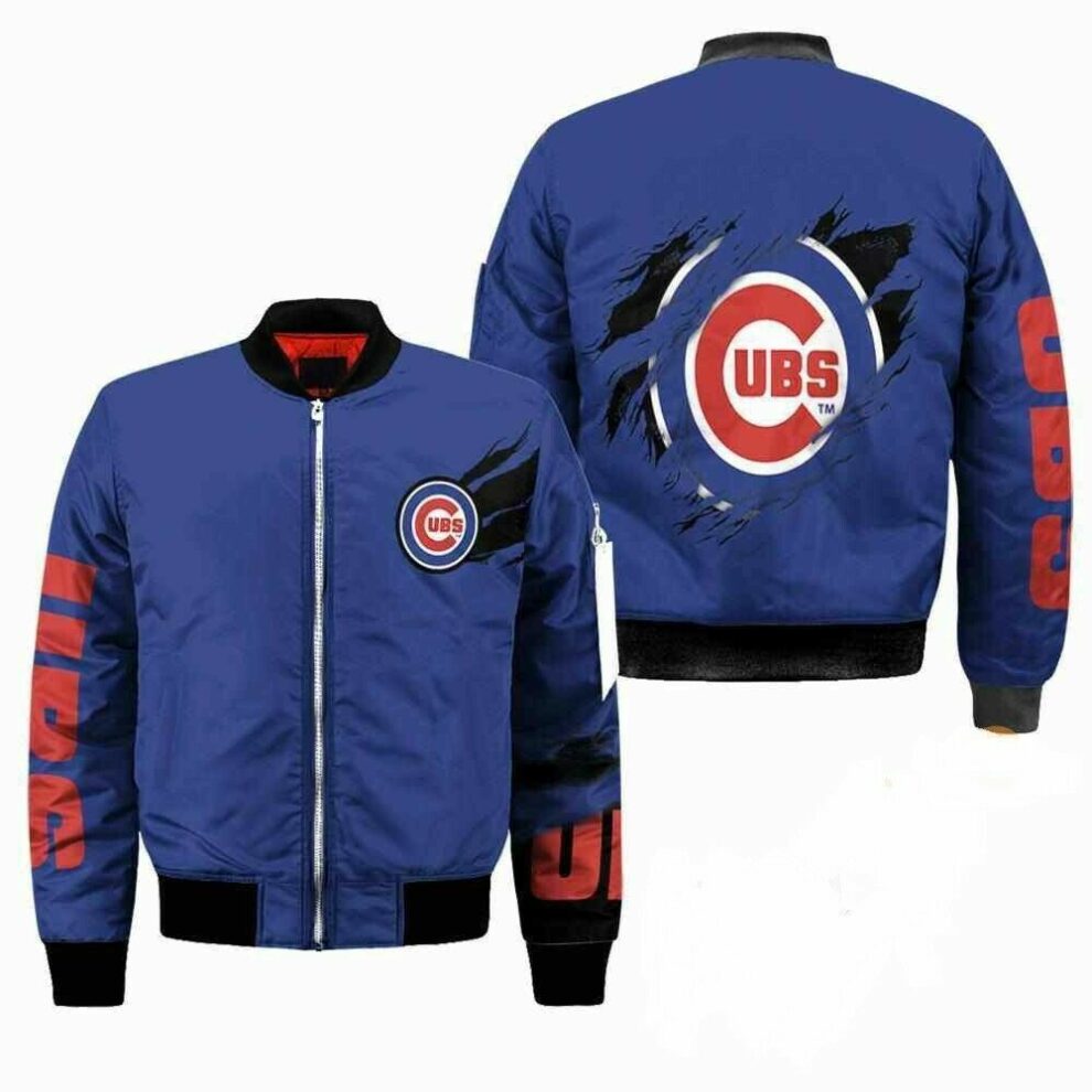 Chicago Cubs Men'S Bomber Jacket Baseball Team Logo Jackets